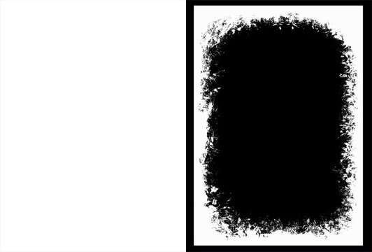 Grunge border texture overlays, distressed black and white photo frames, vintage rough edge mask templates for graphic design