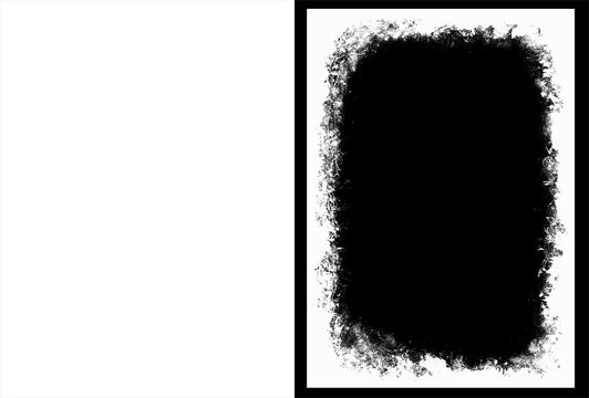 Grunge border texture set, vintage photo frame mask, distressed black and white border templates for graphic design