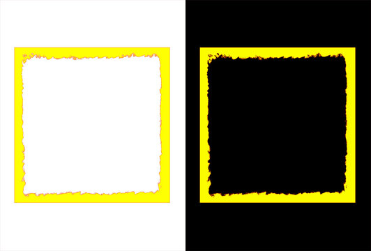 Grunge square border set in black and white, distressed ink frame textures, minimalist photo borders for creative design layouts