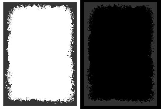 Minimalist black and white abstract art, geometric square composition, modern split canvas design for contemporary home decor