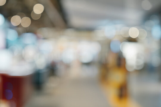 Blurred interior background display peaceful atmosphere in modern store for retail shop concept with soft light bokeh in shopping mall