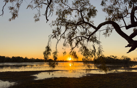 sunset over leichhardt lagoonin the far north of Queensland, Australia.