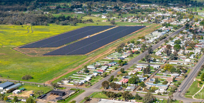 Thw central western New South Wales town of  Nyngan with solar farm