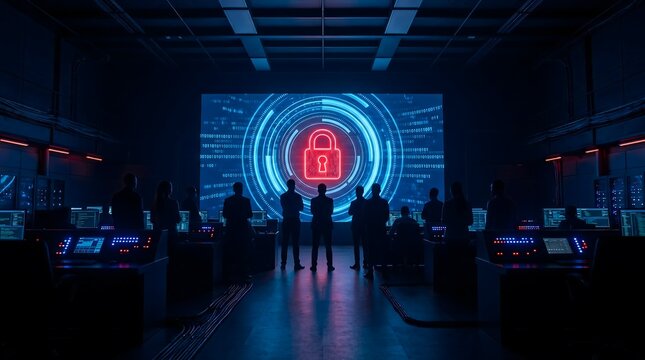 Cybersecurity Operations Center Monitoring Digital Data Protection and Network Security