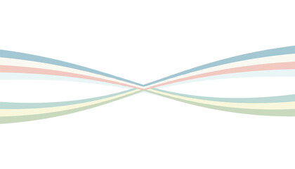 Obraz premium Elegant intersecting wave bands in soft pastel blue pink and green tones flowing across a white background.