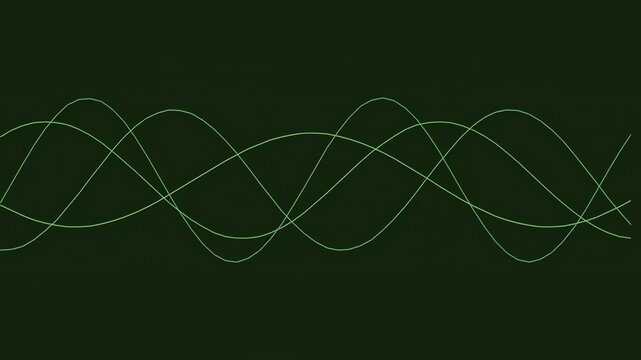 Abstract green wave pattern on dark background