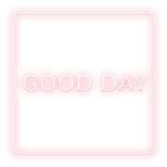 Pink neon good day png typography framed © Rawpixel.com