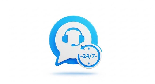 Customer support icon with headset. Customer service representative symbol for help and assistance.