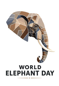 Creative geometric low poly elephant head illustration for world elephant day awareness campaign
