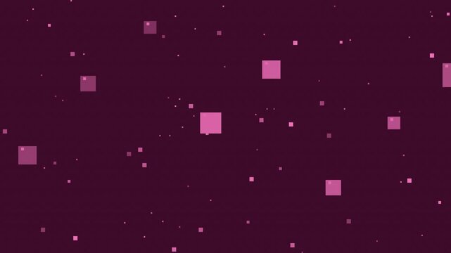 Seamless retro pixel space asteroid drift animation in pink for looping game background
