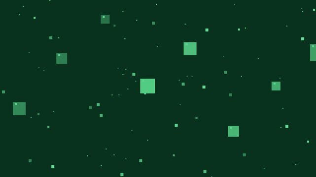 Seamless retro pixel space asteroid drift animation in green for looping game background