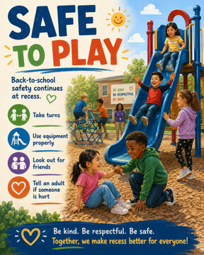 School Playground Safety Rules Educational Poster for Children Illustration