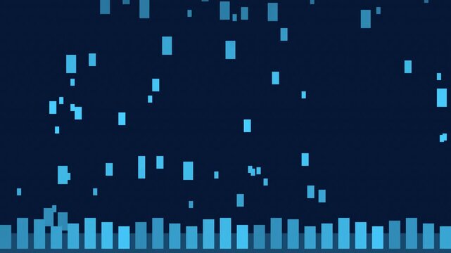 Seamless retro pixel ember field animation in blue for looping game background