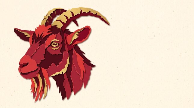 Stylized red goat head illustration on a light background for creative graphic design projects.