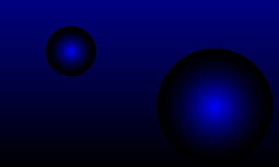 Obraz premium Abstract blueblack gradient background with two gradient blue and black spheres