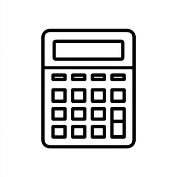 A black outline calculator icon isolated on white background. This minimalist design is ideal for finance and accounting concepts.
