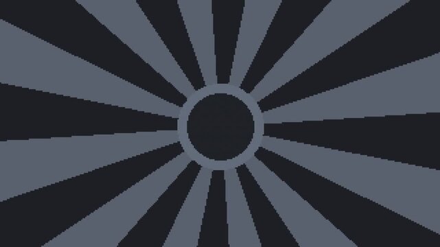 Seamless retro pixel action sunburst animation in black for looping game background