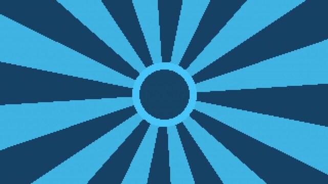 Seamless retro pixel action sunburst animation in blue for looping game background