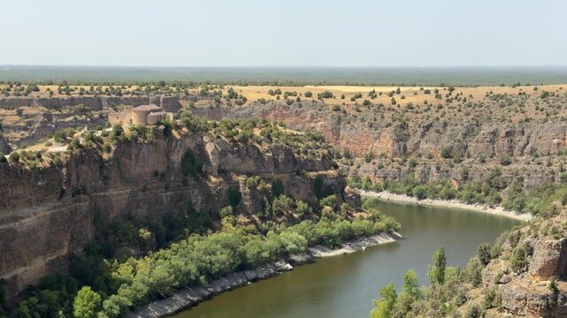 Hermitage of san frutos overlooking the durat&oacute;n river canyon in spain