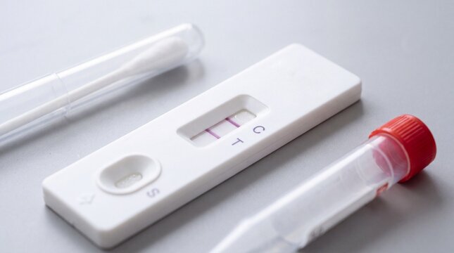 Positive drug residue test strip with sample collection tube