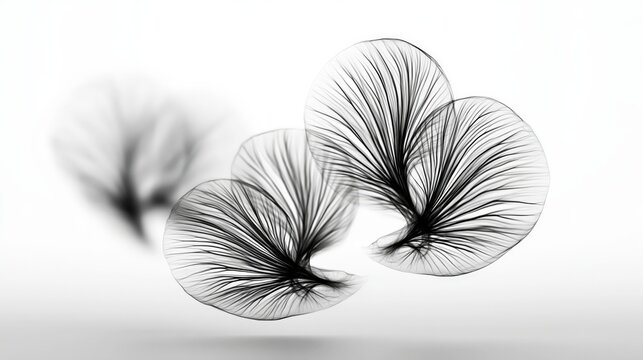 Minimalist abstract black and white organic floating shapes