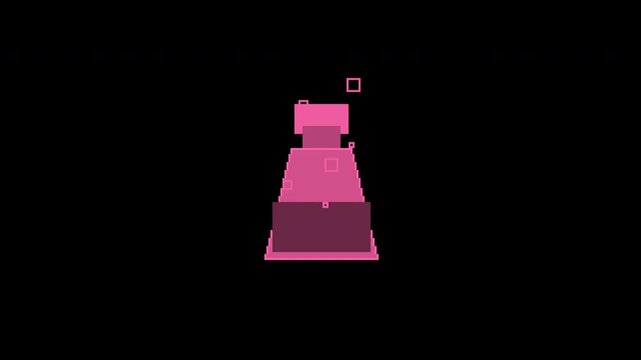 Seamless retro pixel potion bubbling in pink with transparent background