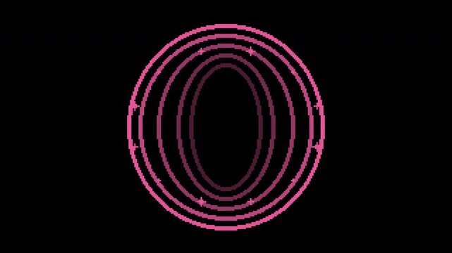 Seamless retro pixel teleport portal in pink with transparent background