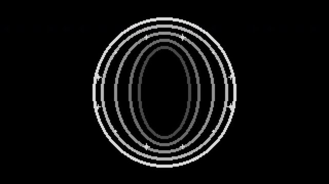 Seamless retro pixel teleport portal in white with transparent background