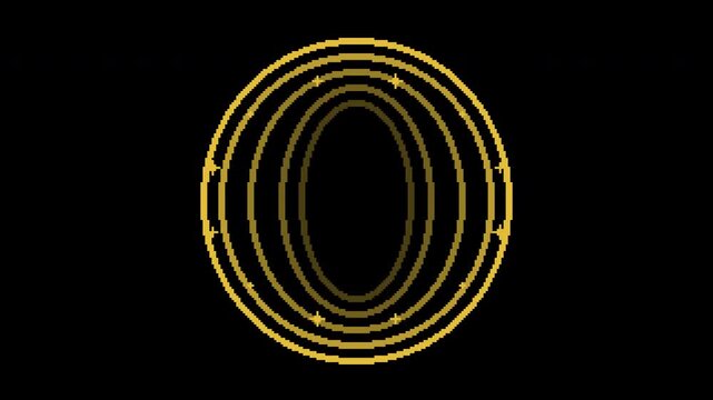Seamless retro pixel teleport portal in yellow with transparent background