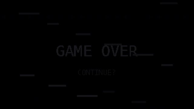 Seamless retro pixel game over glitch text in black with transparent background