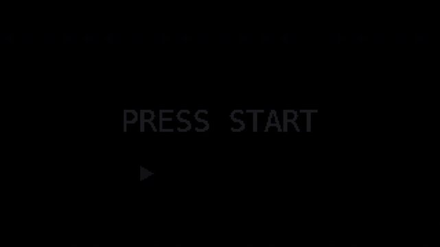 Seamless retro pixel press start blinking text in black with transparent background