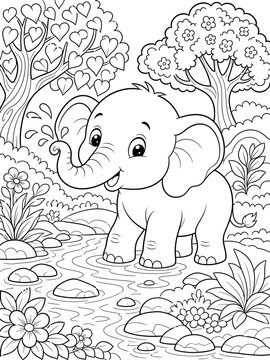 Elefant colouring page 