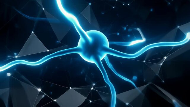 Glowing Blue Synapse Neural Network 4K Generative AI