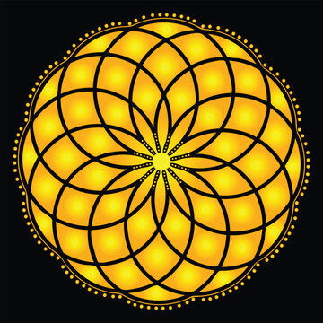 Mandala Template , Golden Sacred Geometry Mandala Vector Design, Abstract Circular Pattern Illustration