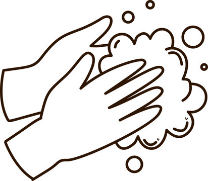 hands washing with abundant soap bubbles and foam