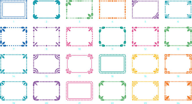 Colorful ornamental square frames for decorative design and embellishments