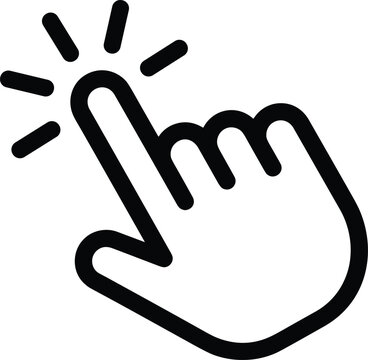 Click Hand Cursor Icon Vector Illustration Interactive Pointer Sparkle Effect