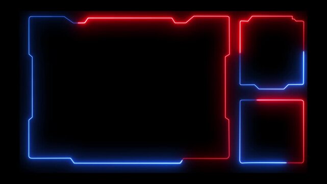 Futuristic hud interface elements with glowing neon cyan borders and digital data displays. Futuristic hud frame border concept, screen overlay.