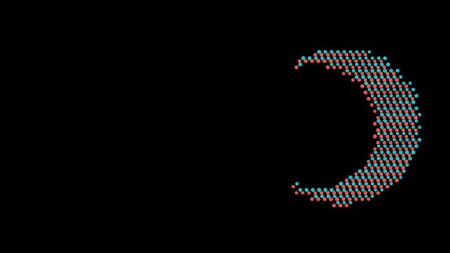 Coral and Cyan Risograph Halftone Drift Loop on Transparent Background