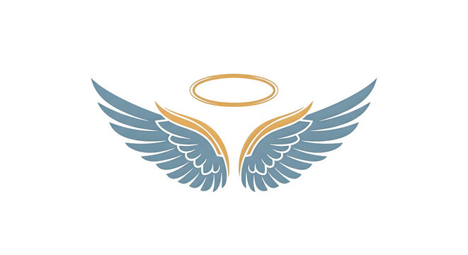 Elegant vector illustration of celestial angel wings with a golden halo isolated on a professional transparent background for creative design