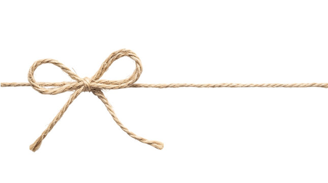 Rope tied with decorative bow on light neutral background