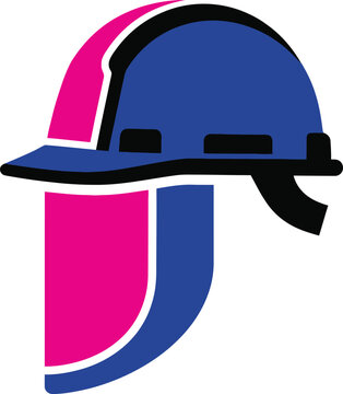 Football helmet symbol logo template in blue and pink colors