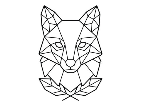 Geometric fox head low poly art vector illustration.