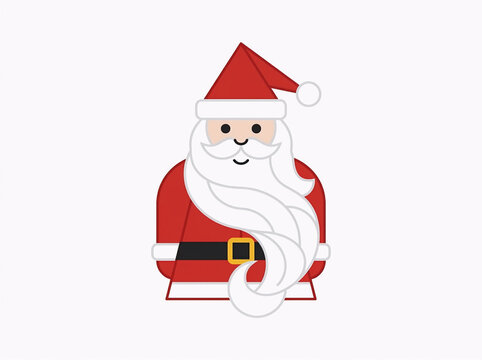Jolly Santa Claus cartoon character wearing traditional red festive holiday costume with white beard and soft hat isolated against plain white background in simple vector style