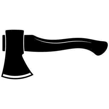 Logging hand axe with curved wooden handle silhouette vector illustration horizontal equipment woodworking forestry survival chopping