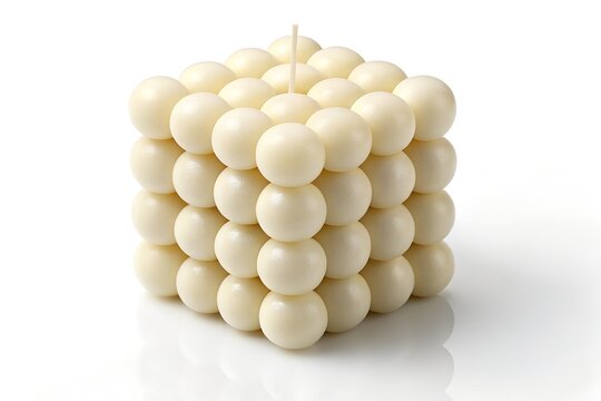 White aesthetic bubble cube candle isolated on a clean white background