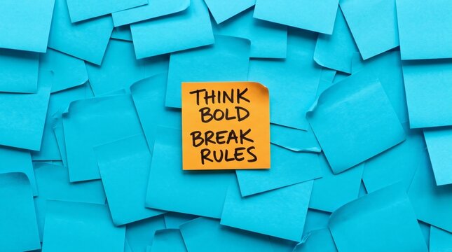 Sticky Note Reading Think Bold Break Rules Standing Out Among Blue Notes Motivation Concept