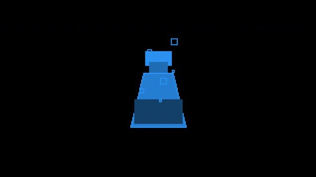 Seamless retro pixel potion bubbling in blue with transparent background