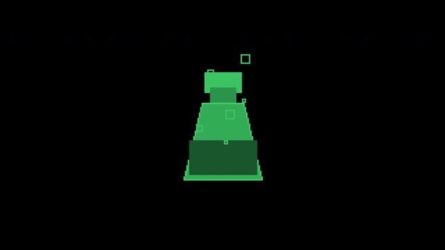 Seamless retro pixel potion bubbling in green with transparent background