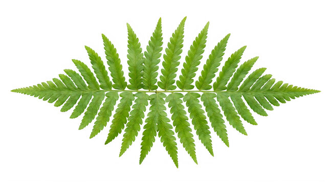 Vibrant green fern leaf, symmetrical tropical foliage, fresh botanical frond for nature design and eco branding isolated on Transparent Background